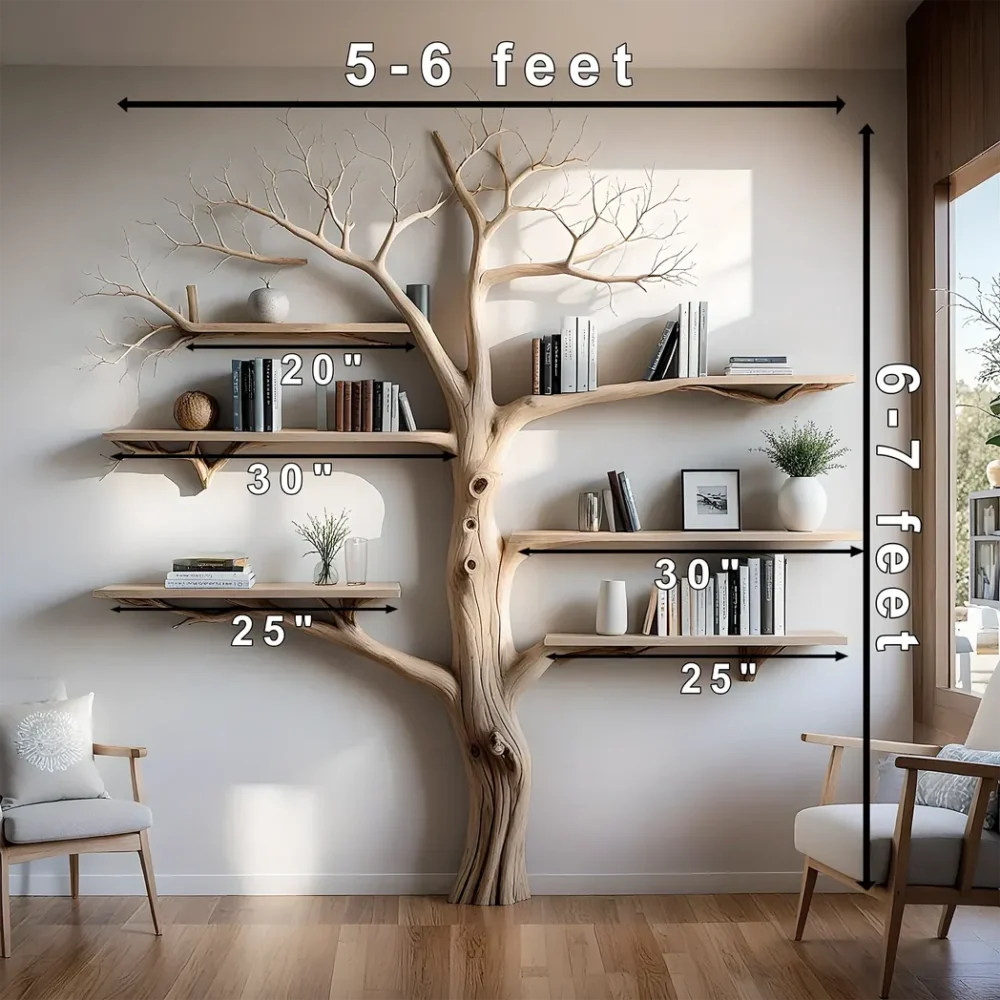 Solid wood tree wall hanging tree branch coat rack rustic art home decor - Image 2