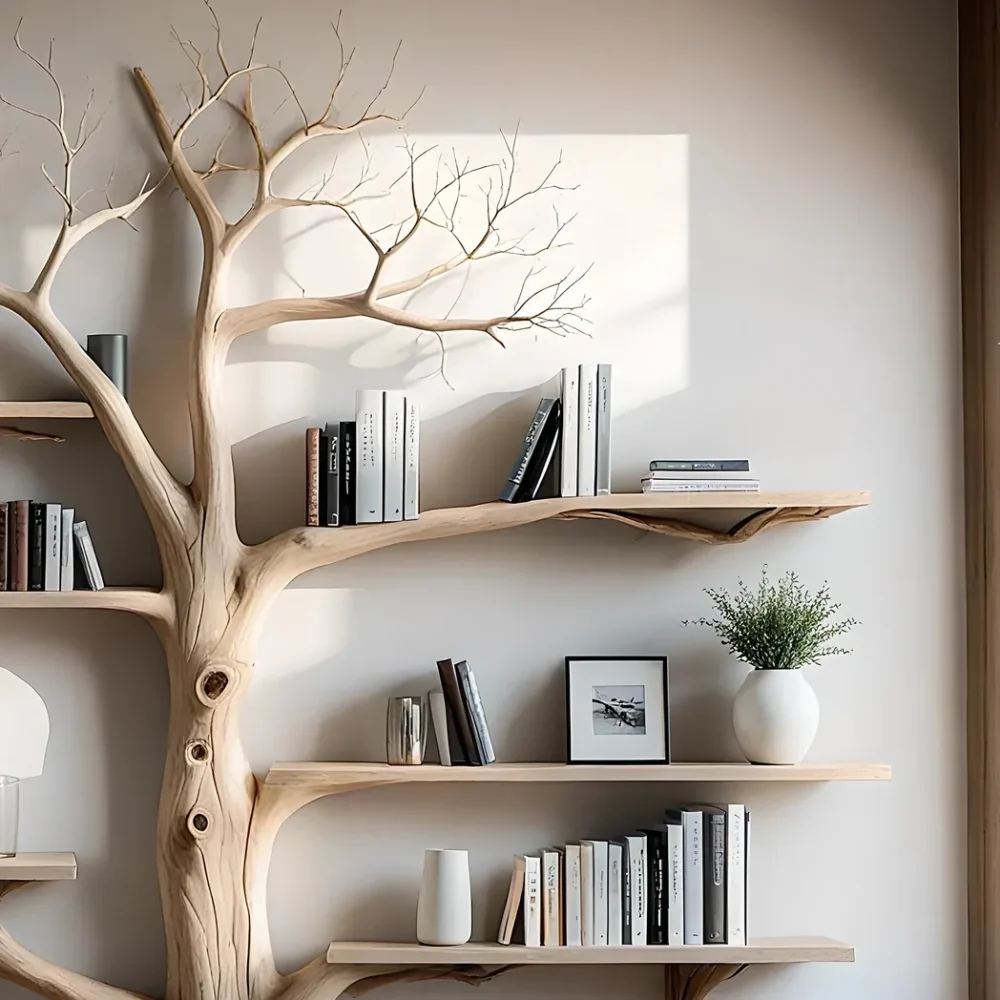 Solid wood tree wall hanging tree branch coat rack rustic art home decor - Image 3