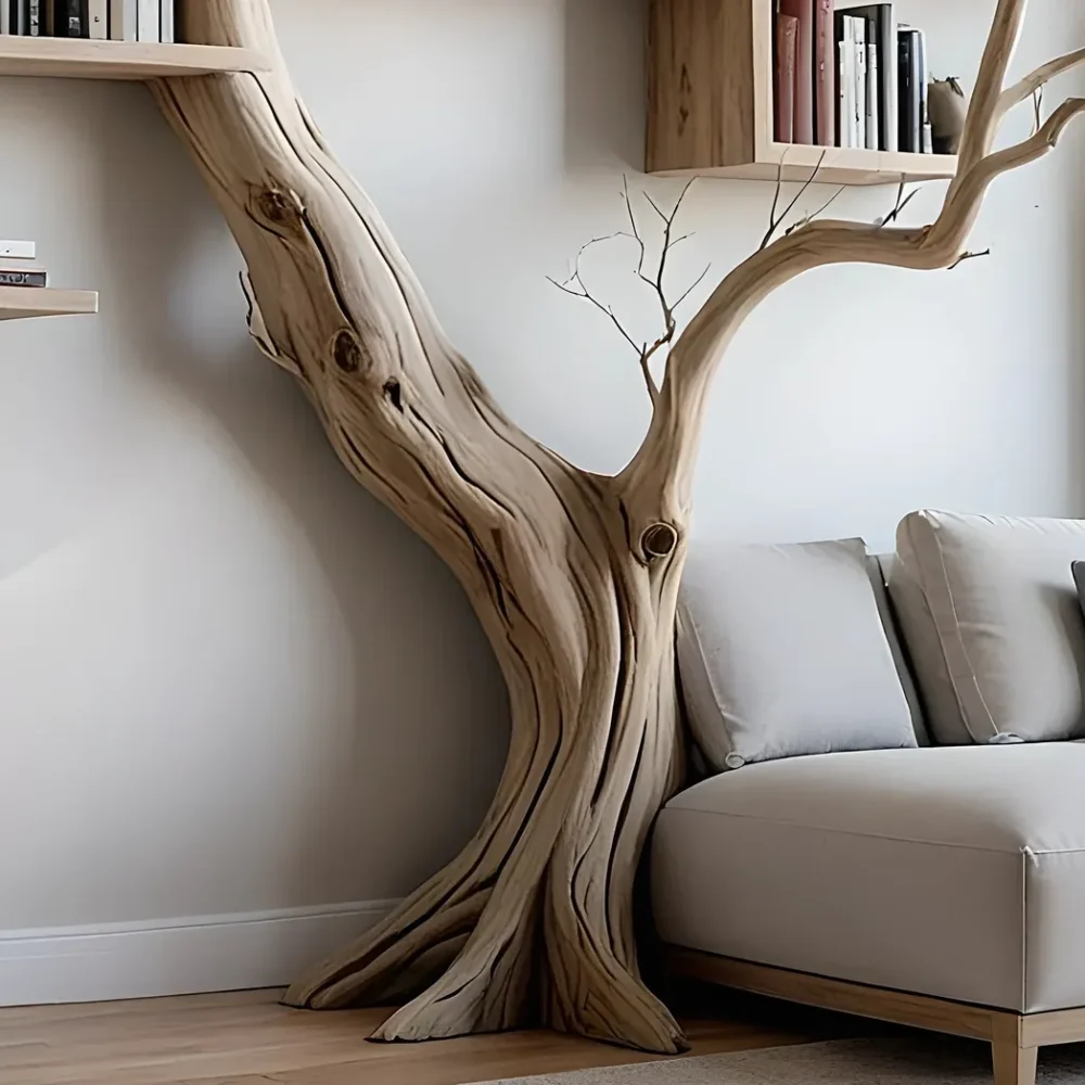 Tree branch floating shelf solid wood live edge floating corner wall shelf unique bookcase home decor . - Image 3
