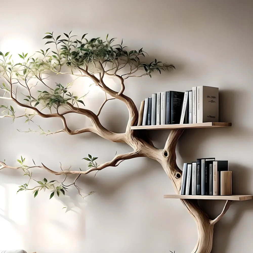 tree branch bookshelf with stand, wall decoration bookshelf, living room decoration - Image 2