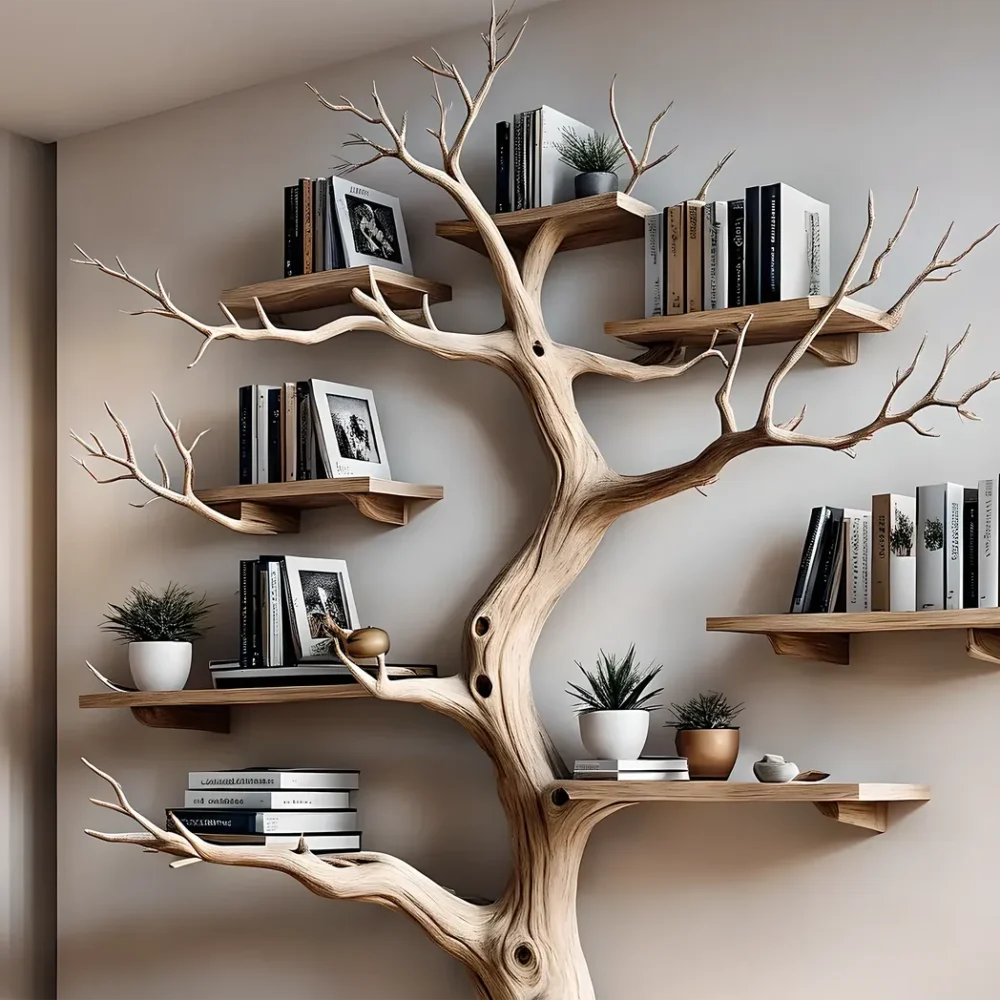 Solid wood branch art bookshelf decorative bookshelf - Image 2