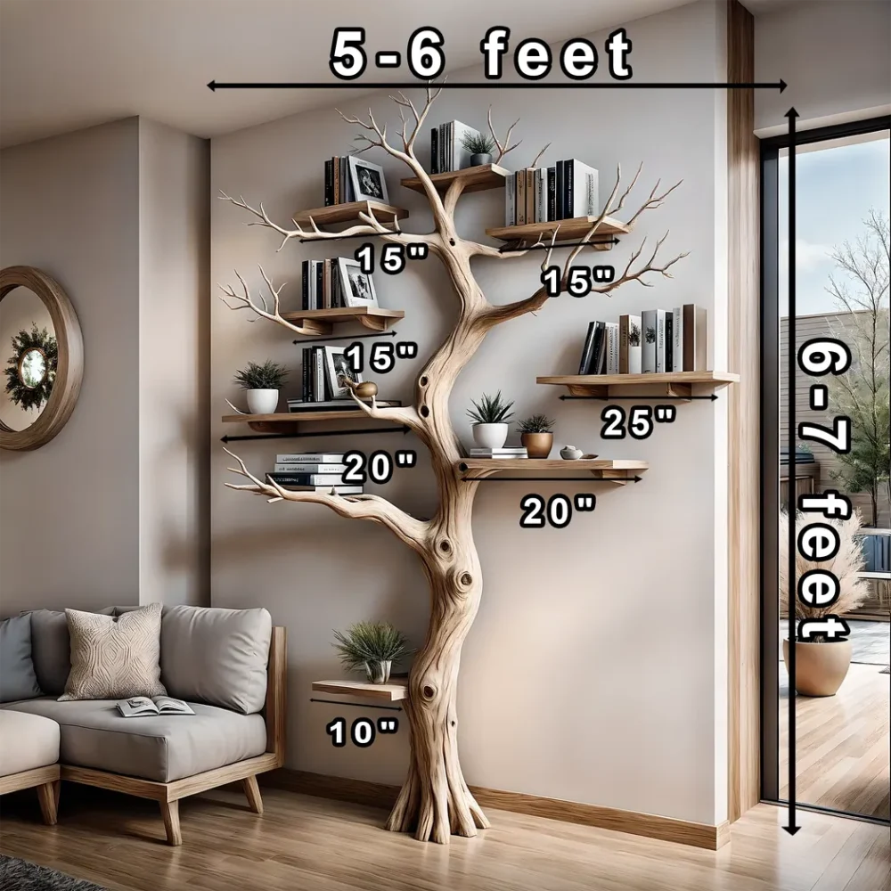 Solid wood branch art bookshelf decorative bookshelf - Image 3