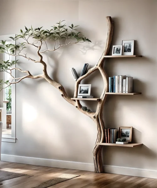 Solid wooden bookshelf, decorative floating shelf