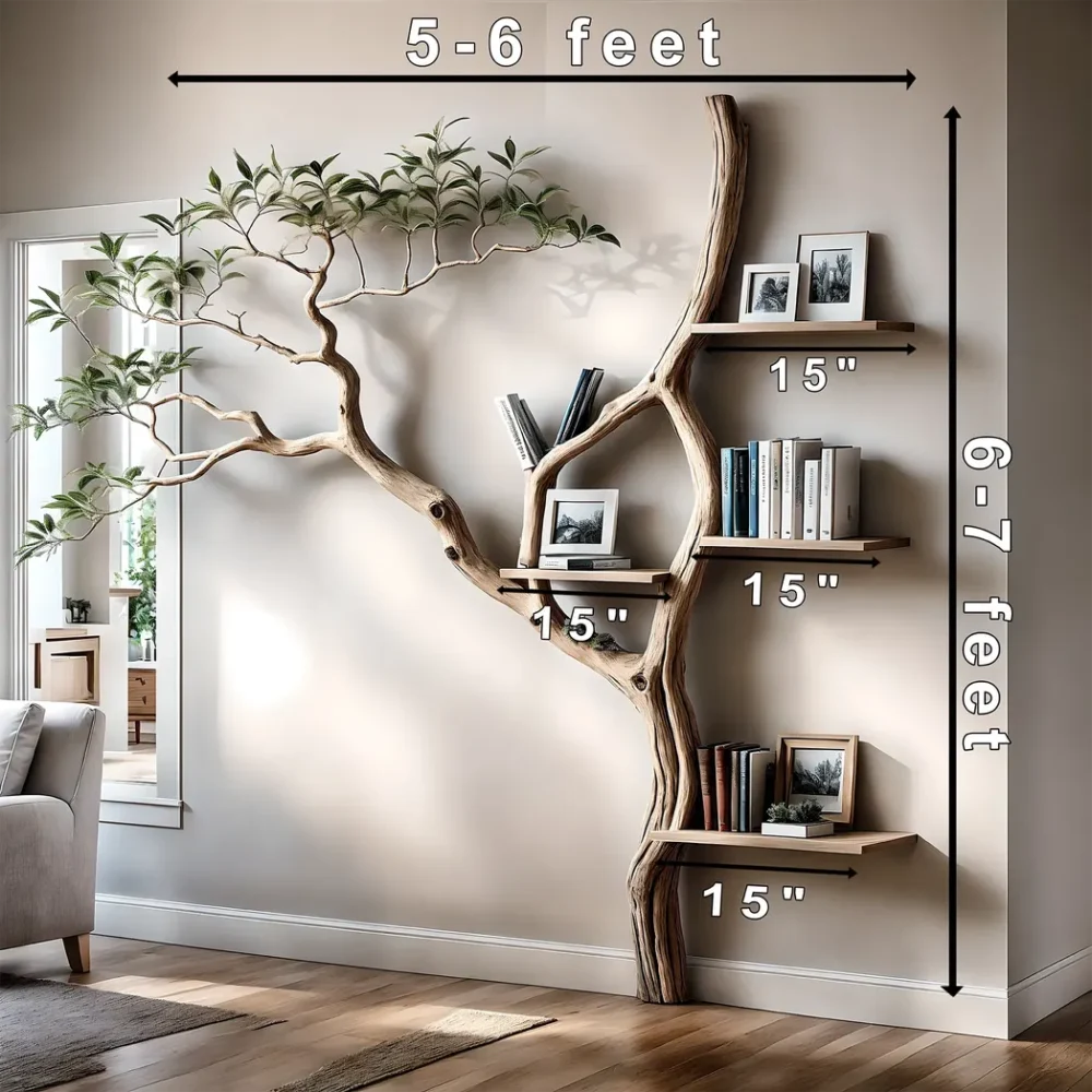 Solid wooden bookshelf, decorative floating shelf - Image 3