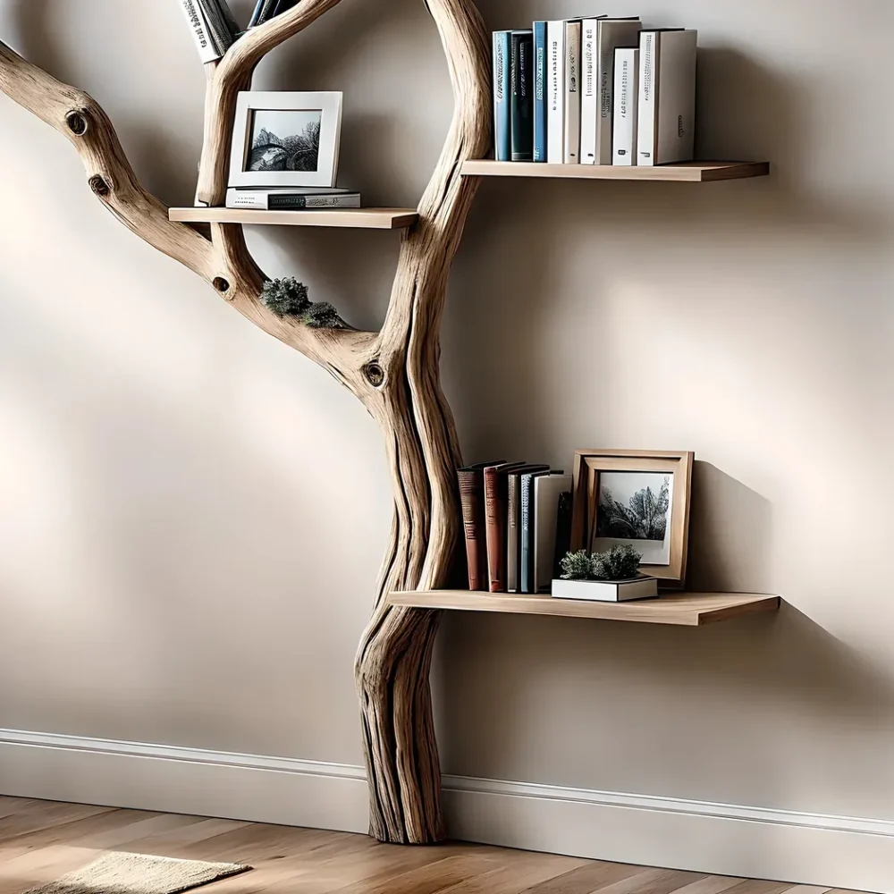 Solid wooden bookshelf, decorative floating shelf - Image 5