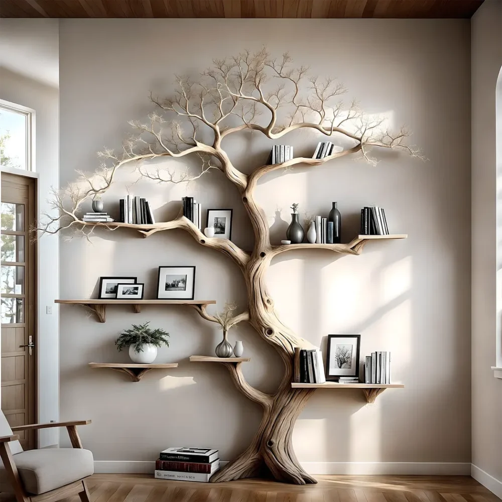 Solid wood bookcase, Christmas decorative bookcase