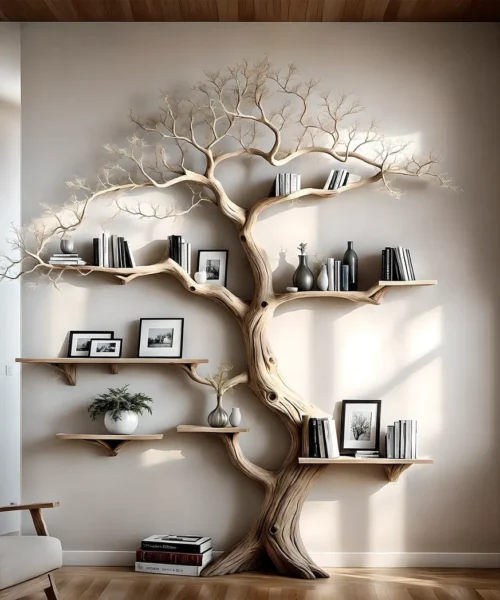 Solid wood bookcase, Christmas decorative bookcase
