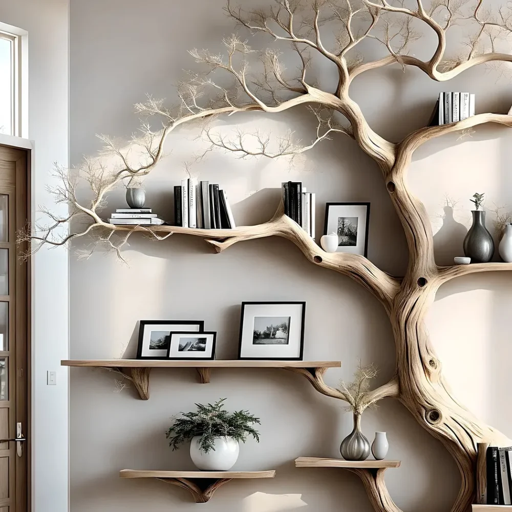 Solid wood bookcase, Christmas decorative bookcase - Image 2