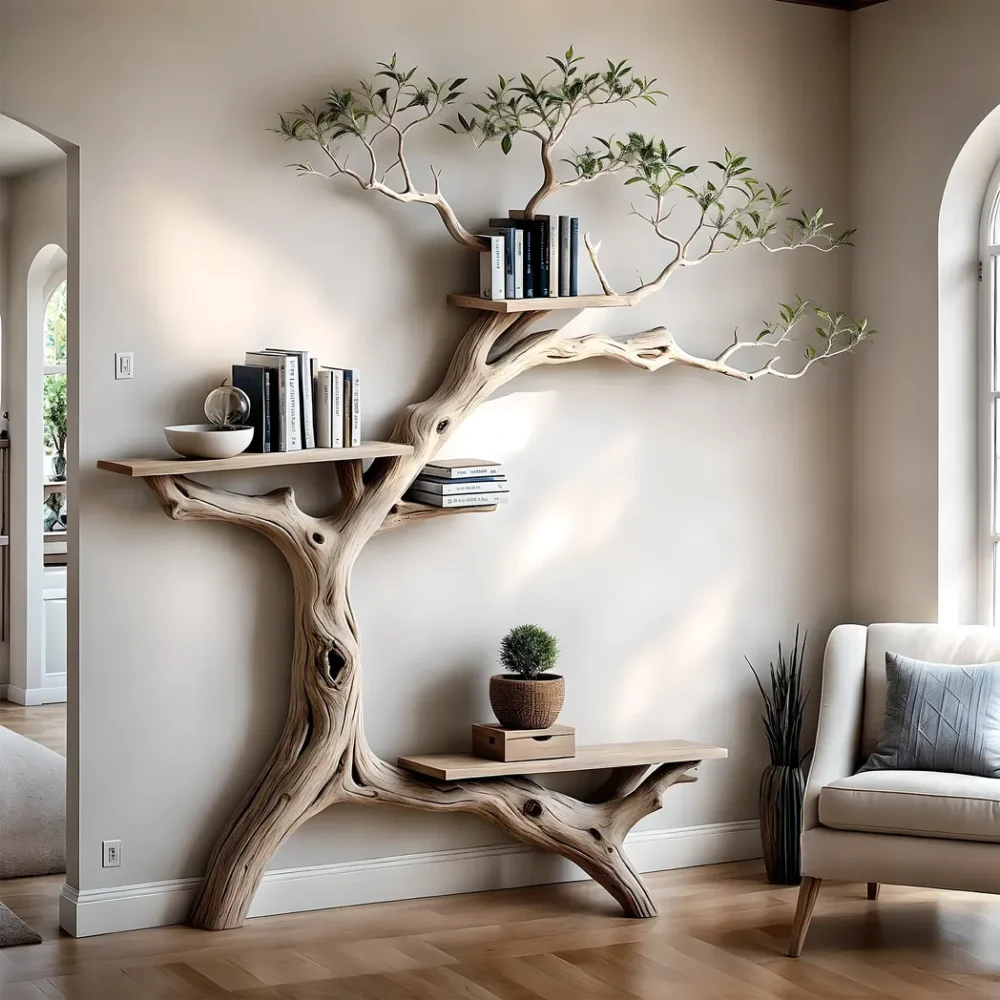 Solid Wood Bookshelf with Integrated Reading Table Durable and Functional Home Decor