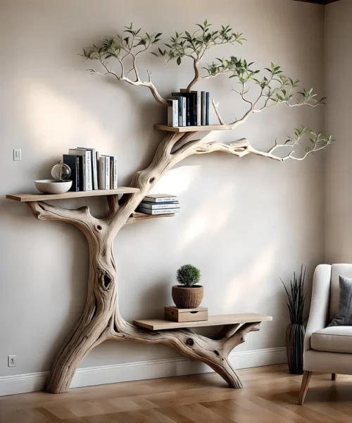 Solid Wood Bookshelf with Integrated Reading Table Durable and Functional Home Decor