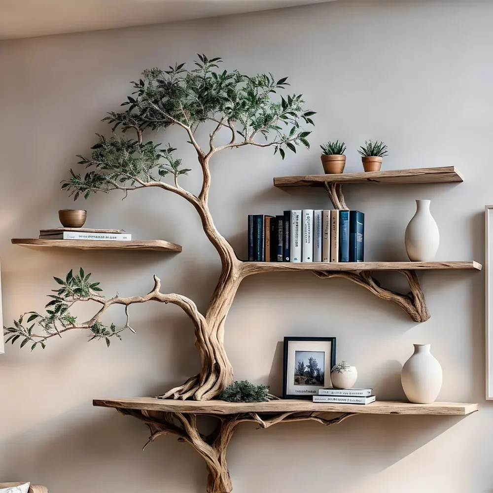 Solid Wood Bookshelf with Built-in Reading Table Functional and Stylish Home Decor - Image 2