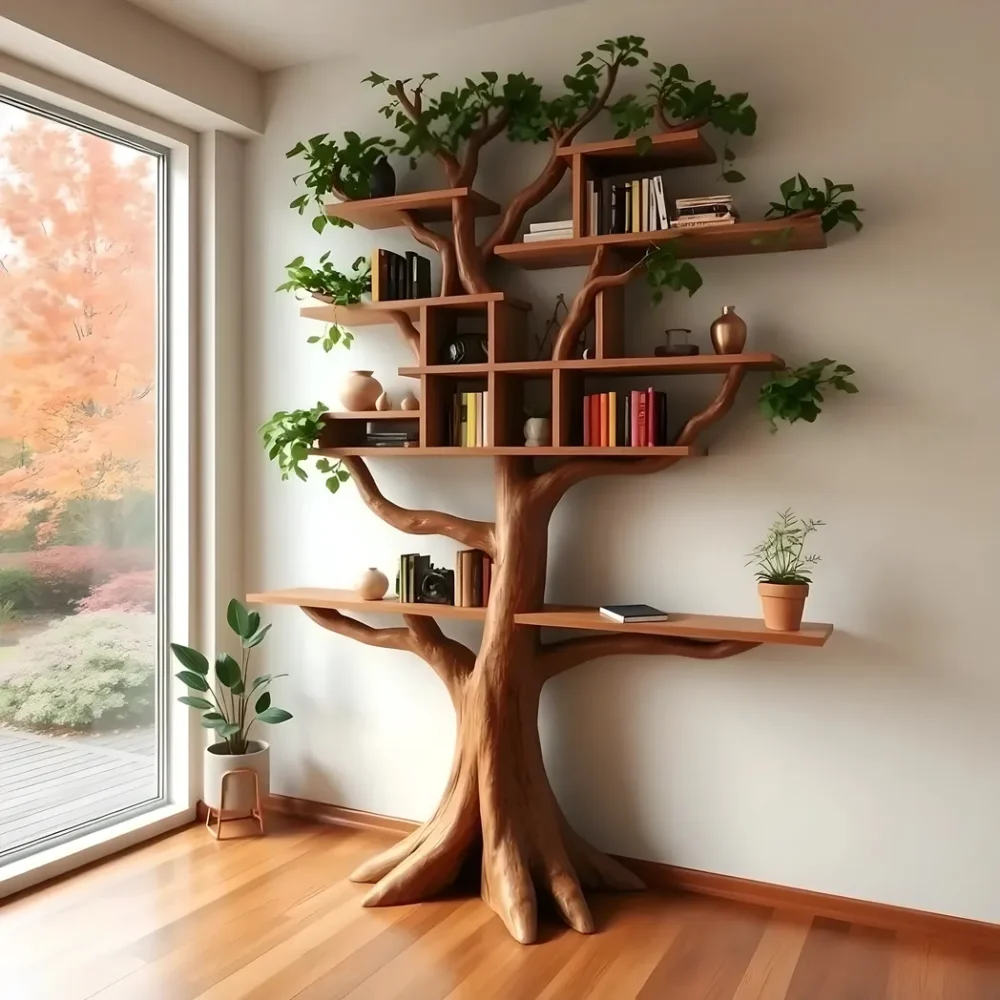 tree branch bookshelf, old driftwood bookshelf