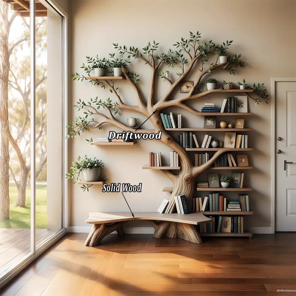 Solid wood tree shaped bookshelf, library bookshelf - Image 2