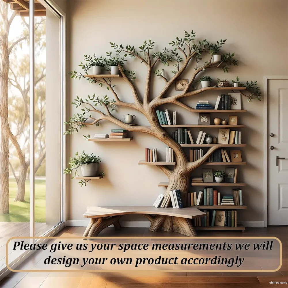 Solid wood tree shaped bookshelf, library bookshelf - Image 4