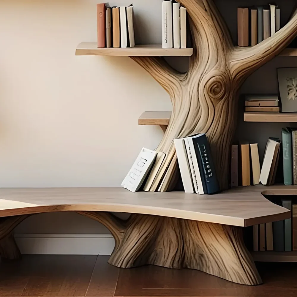 Solid wood tree shaped bookshelf, library bookshelf - Image 5