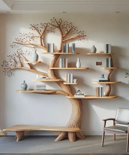 Tree branch bookshelf floating bookshelf edge bookshelf wall mounted bookshelf handmade decorative wooden bookshelf