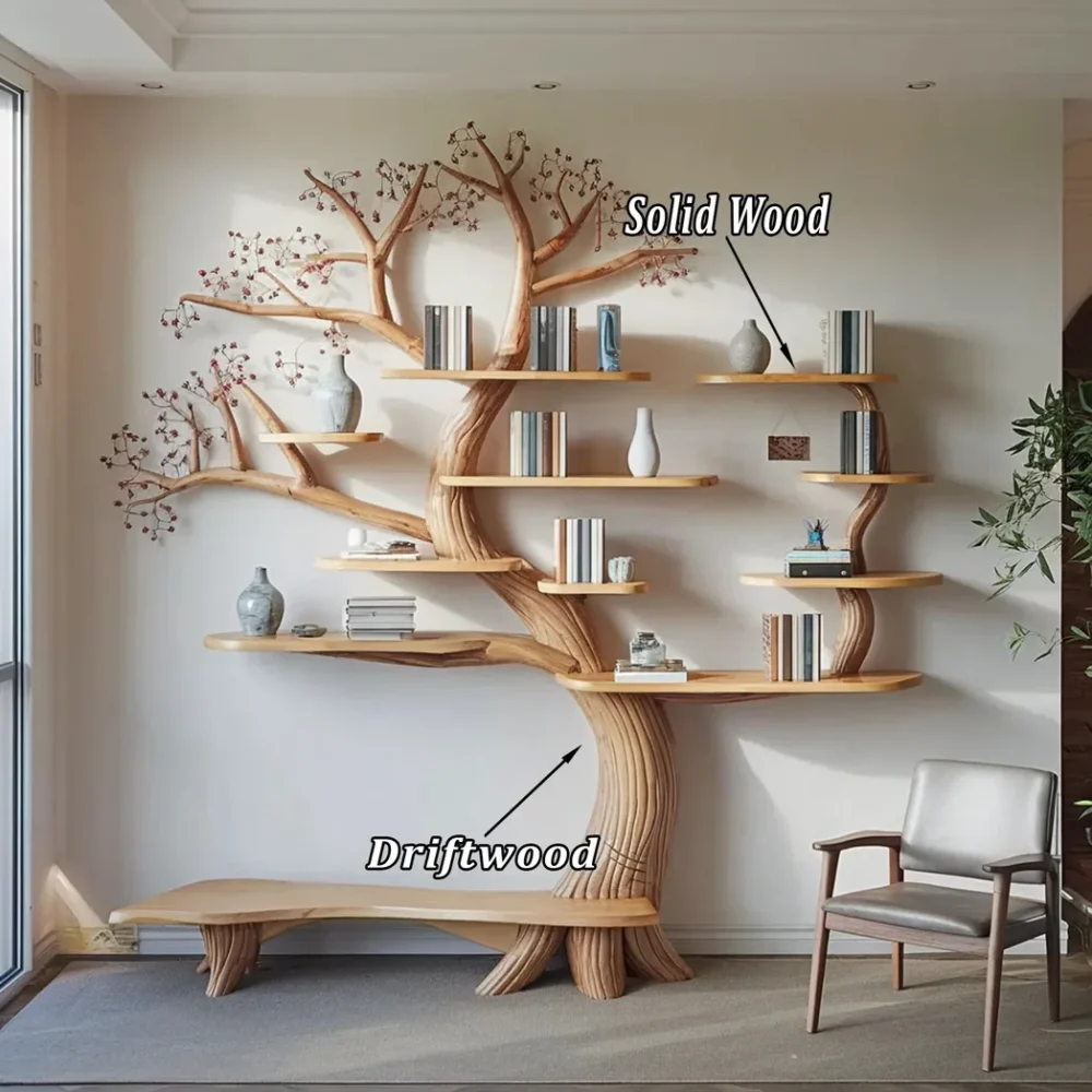 Tree branch bookshelf floating bookshelf edge bookshelf wall mounted bookshelf handmade decorative wooden bookshelf - Image 2