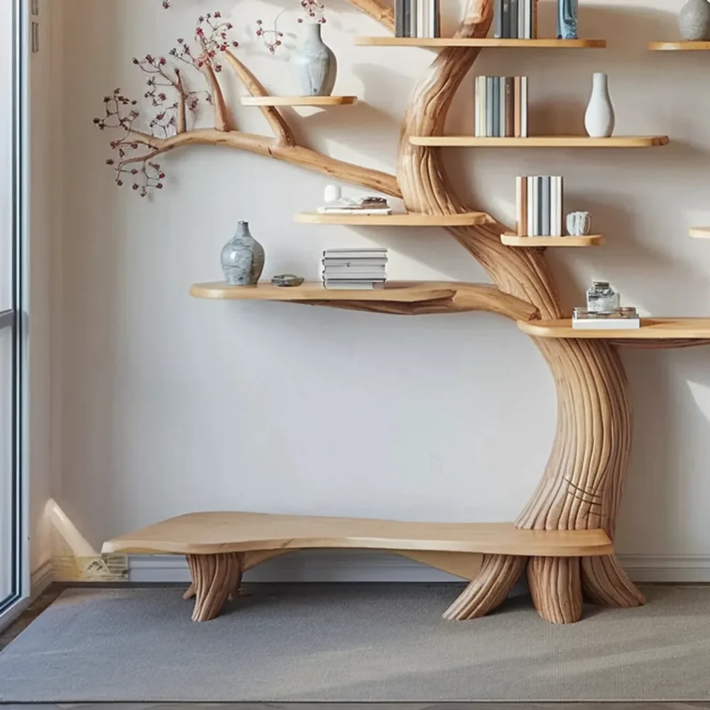 Tree branch bookshelf floating bookshelf edge bookshelf wall mounted bookshelf handmade decorative wooden bookshelf - Image 3