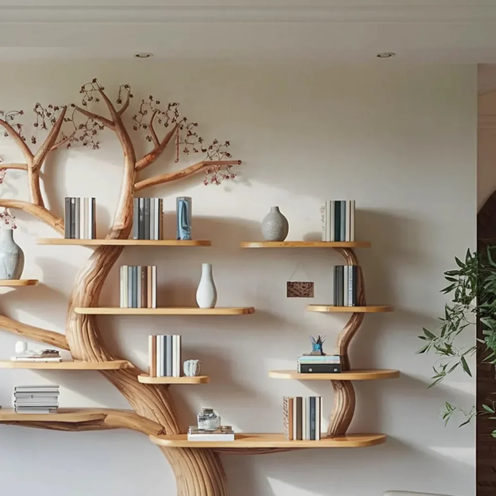 Tree branch bookshelf floating bookshelf edge bookshelf wall mounted bookshelf handmade decorative wooden bookshelf - Image 4