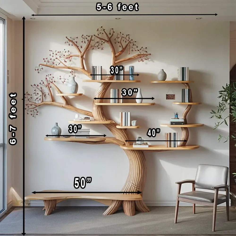 Tree branch bookshelf floating bookshelf edge bookshelf wall mounted bookshelf handmade decorative wooden bookshelf - Image 5