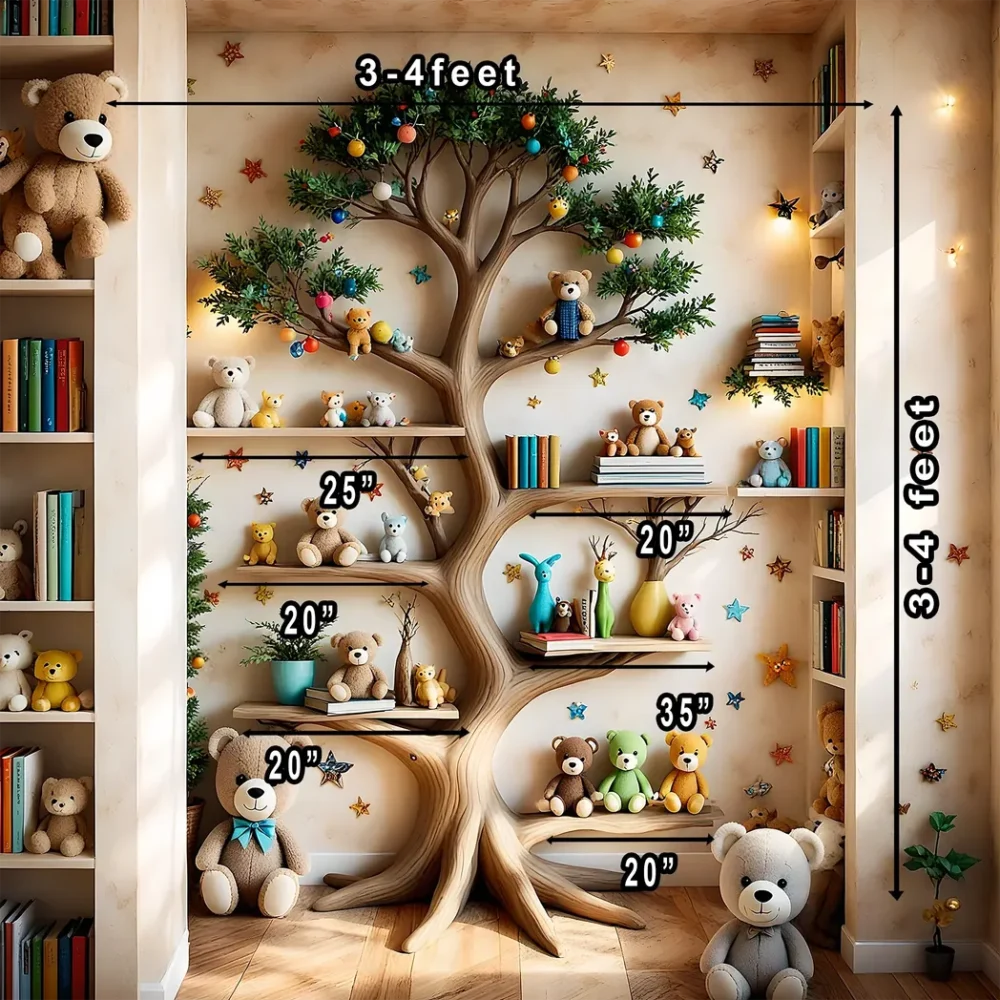 Solid wood wall-mounted toy storage shelf - Impressive children's room decoration - Image 2