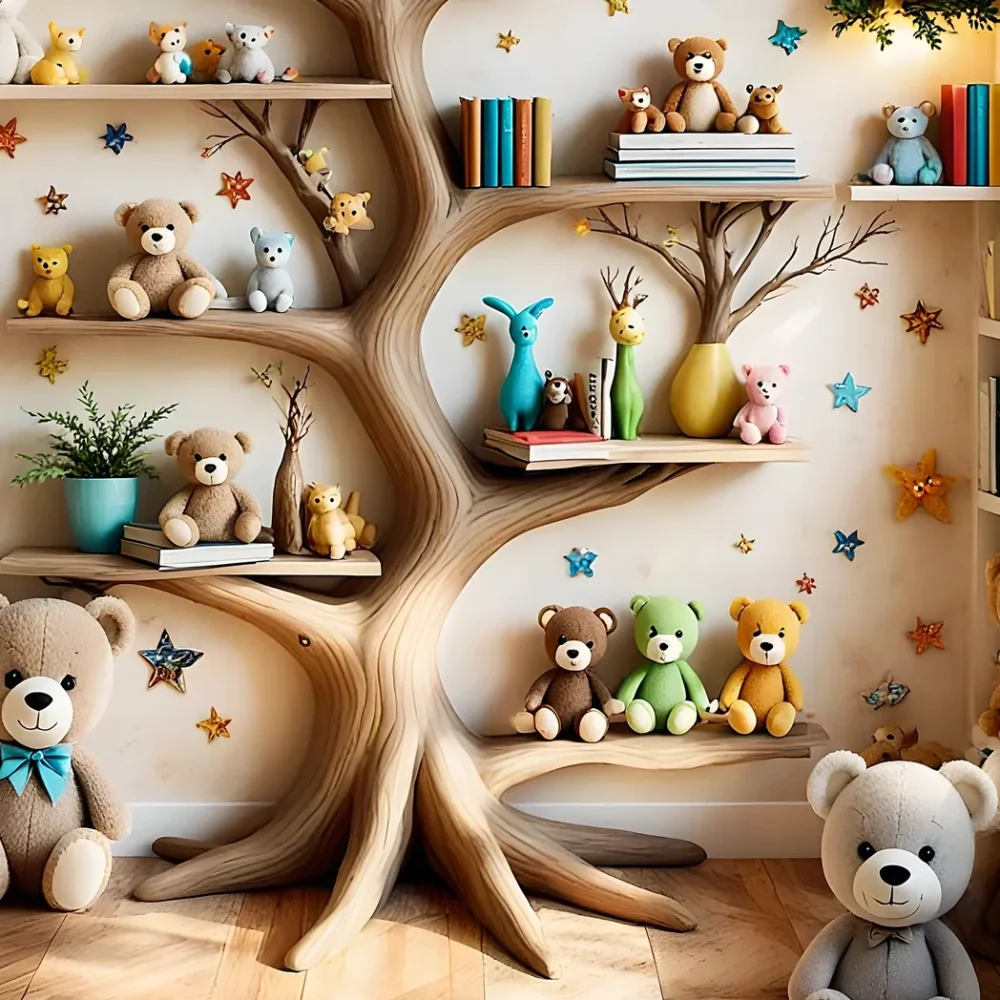 Solid wood wall-mounted toy storage shelf - Impressive children's room decoration - Image 5