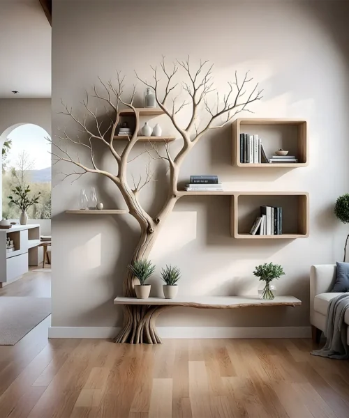 Room decoration shelves, book shelves, solid wood shelves, natural wood shelves