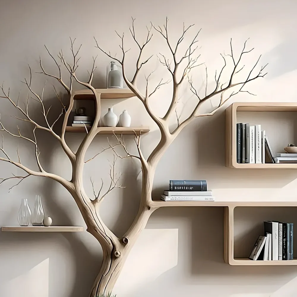 Room decoration shelves, book shelves, solid wood shelves, natural wood shelves - Image 2