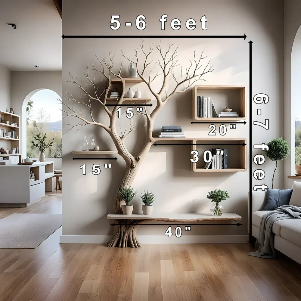 Room decoration shelves, book shelves, solid wood shelves, natural wood shelves - Image 3