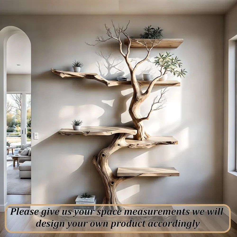 Perennial wooden BOOKSHELVES, tree-shaped bookshelves, floating shelves, decorative shelves - Image 4