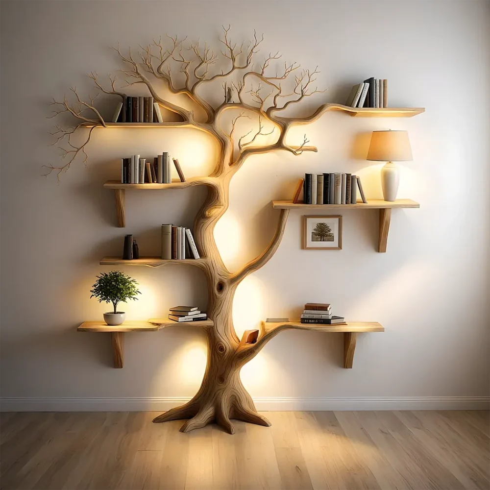 Handcrafted Live Edge Floating Wood Shelves - Modern Wall-Mounted Decorative Storage Solutions