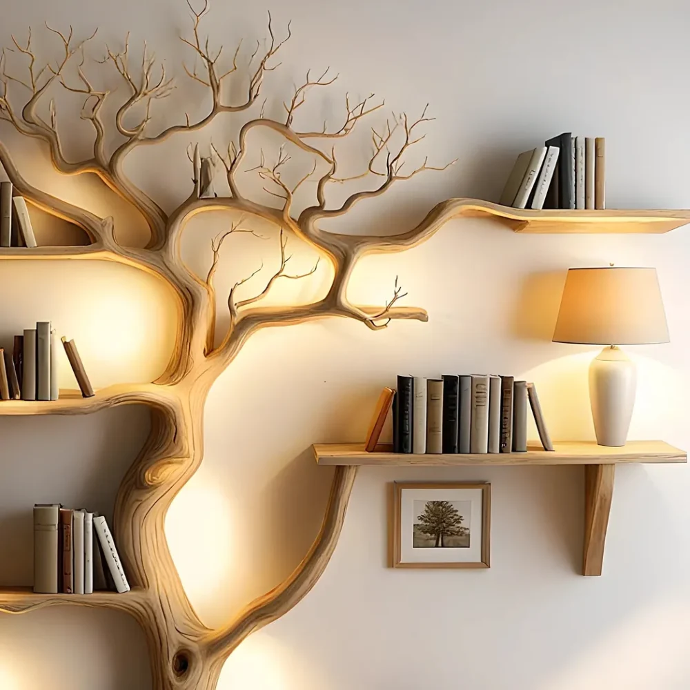 Handcrafted Live Edge Floating Wood Shelves - Modern Wall-Mounted Decorative Storage Solutions - Image 3