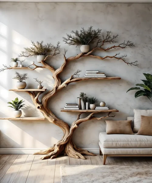 Solid driftwood-shaped bookshelf, decorative bookshelf, souvenir bookshelf, Christmas decoration bookshelf
