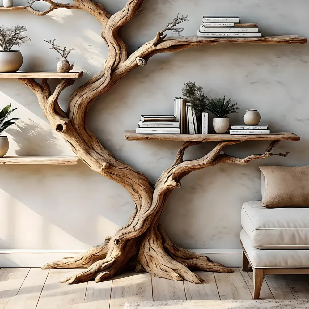 Solid driftwood-shaped bookshelf, decorative bookshelf, souvenir bookshelf, Christmas decoration bookshelf - Image 2