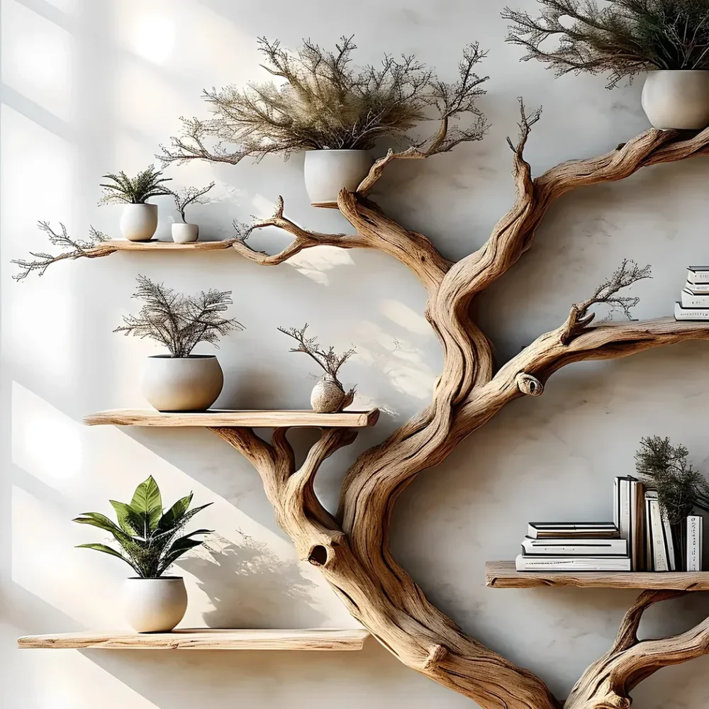 Solid driftwood-shaped bookshelf, decorative bookshelf, souvenir bookshelf, Christmas decoration bookshelf - Image 3