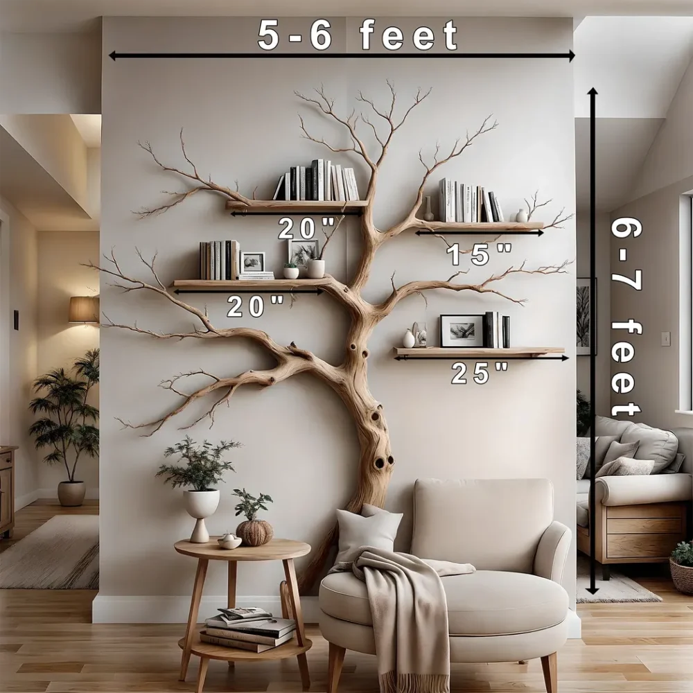 Home wall decoration bookshelf, solid wood bookshelf, 100% handmade wooden bookshelf - Image 3