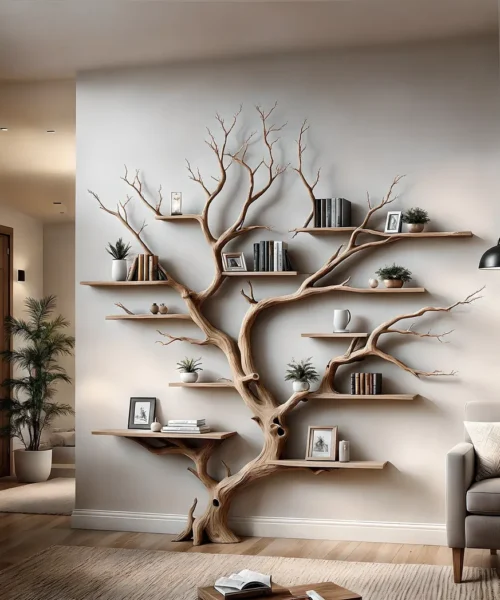 Home decoration bookshelf, tree-shaped solid wood bookshelf, children's bookshelf, perennial wooden bookshelf