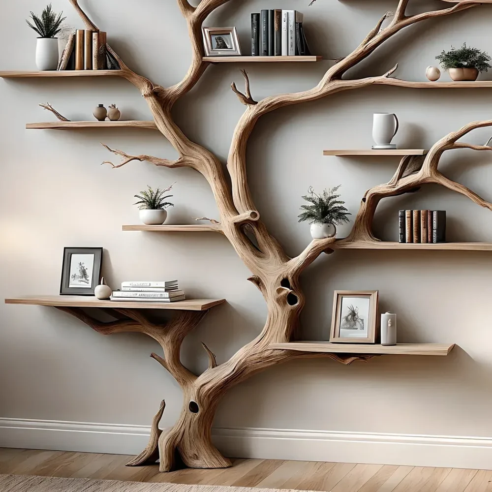 Home decoration bookshelf, tree-shaped solid wood bookshelf, children's bookshelf, perennial wooden bookshelf - Image 2