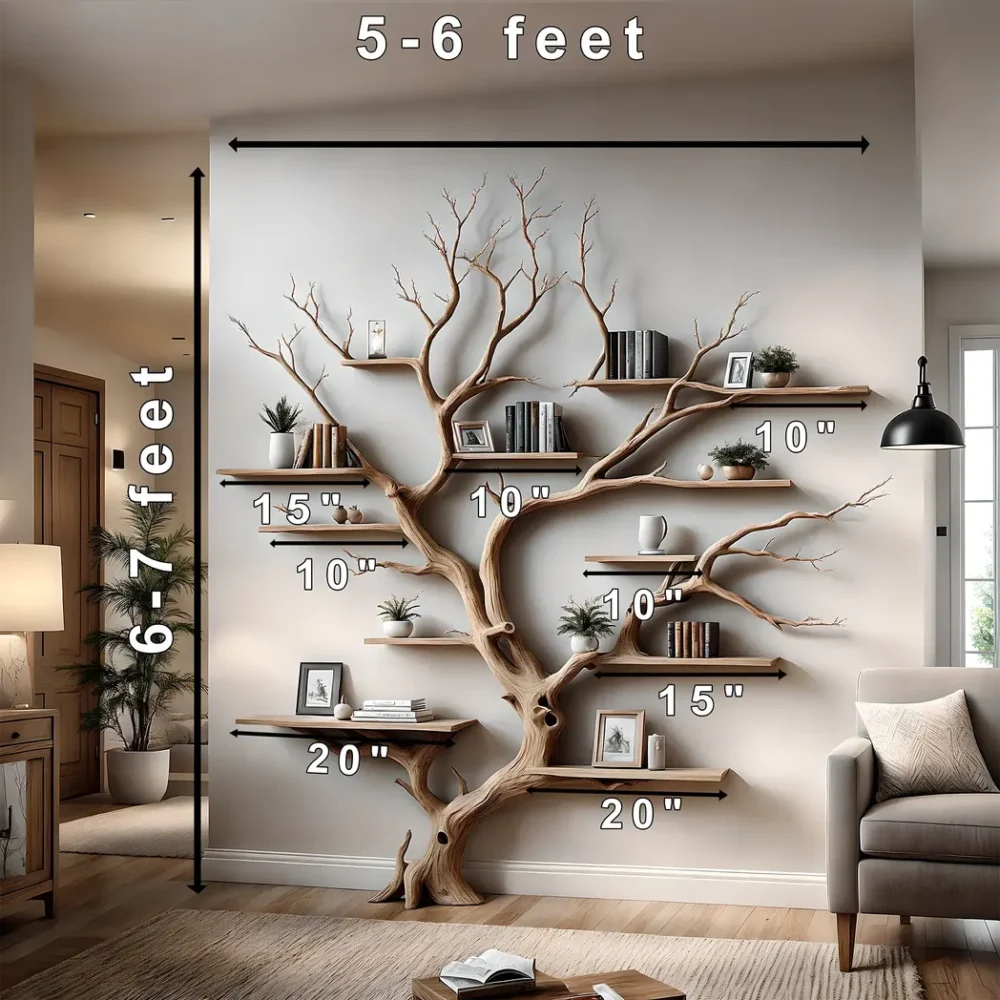 Home decoration bookshelf, tree-shaped solid wood bookshelf, children's bookshelf, perennial wooden bookshelf - Image 3