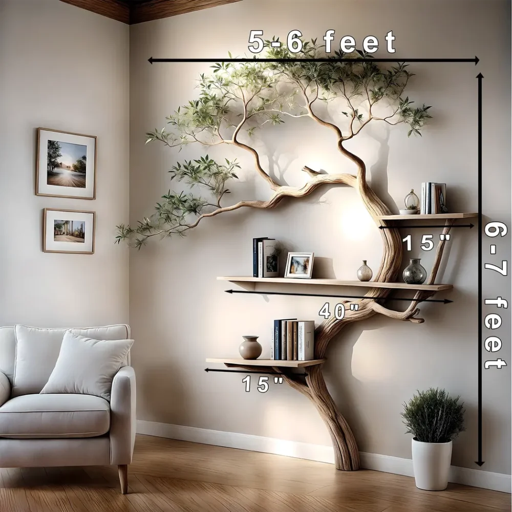 Driftwood tree-shaped bookshelf used to decorate living room, balcony - Image 2