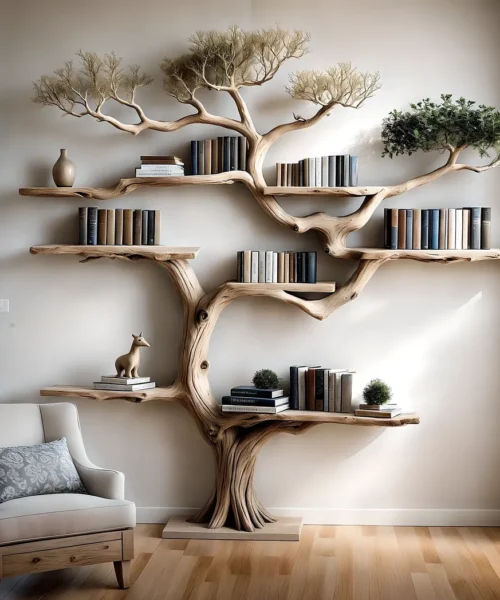 floating bookshelf tree shaped bookshelf old wooden bookshelf, driftwood