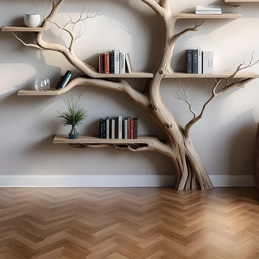 Library bookshelf, natural wood bookshelf, home decoration bookshelf - Image 3