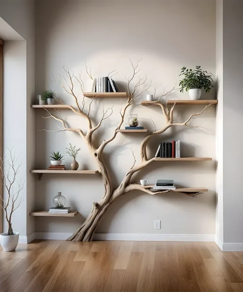 Product display shelves, balcony decoration shelves, tree branch shaped bookshelf