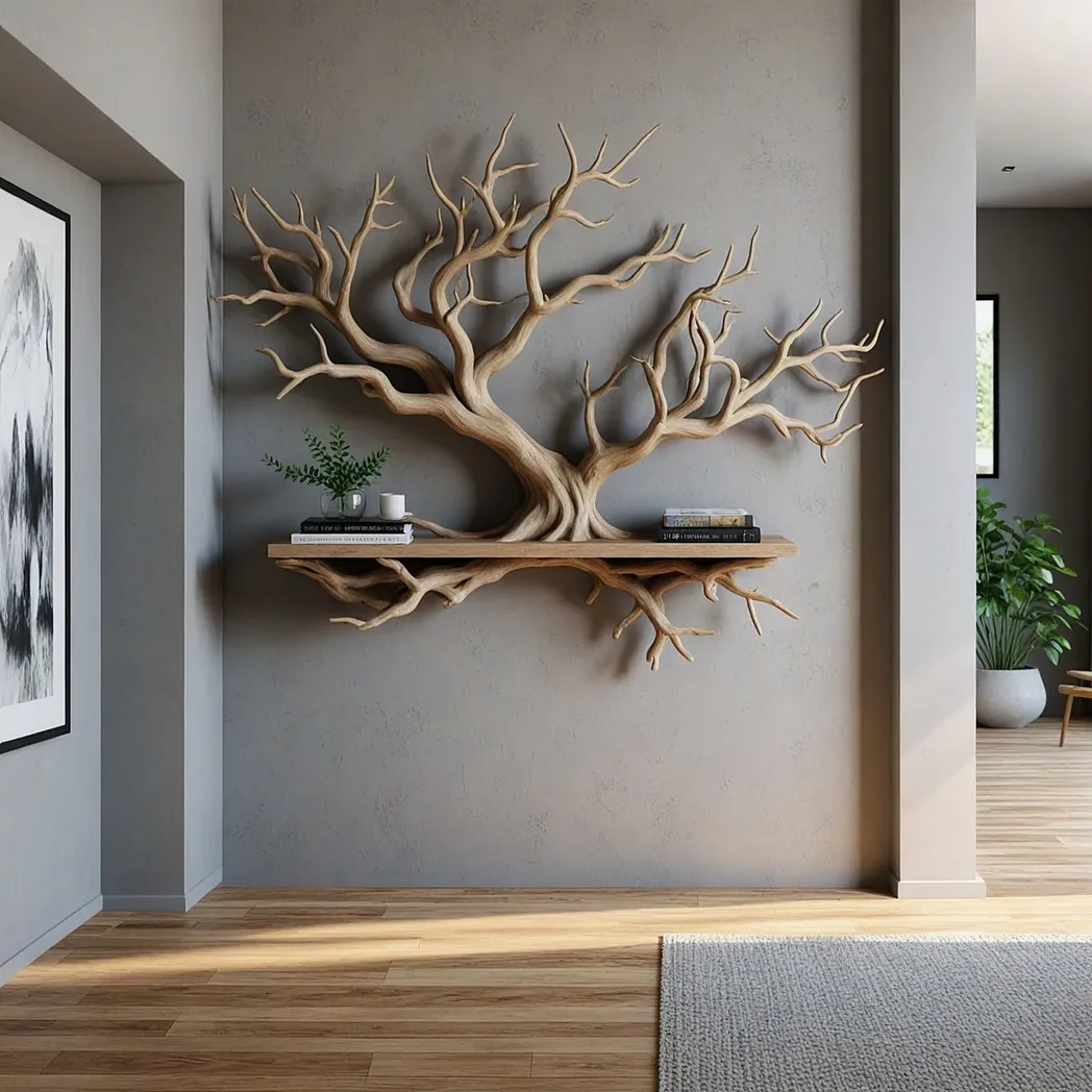 Driftwood-shaped bookshelf