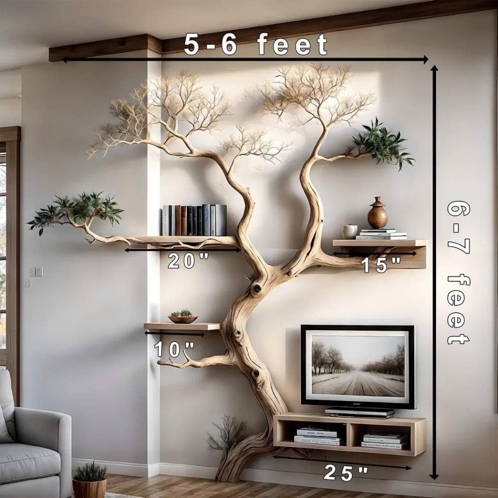 Raw wooden bookshelf, home decoration shelf - Image 3