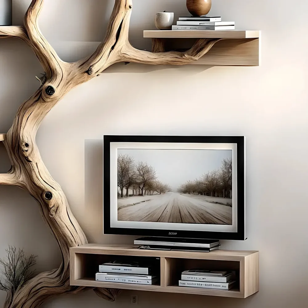 Raw wooden bookshelf, home decoration shelf - Image 4