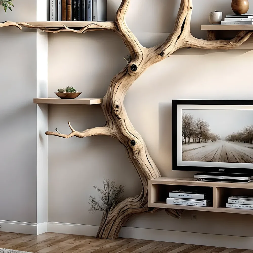 Raw wooden bookshelf, home decoration shelf - Image 5