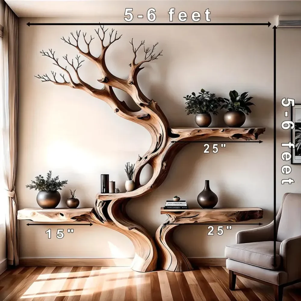 Handmade Wooden Bookshelf Natural Wood Floating Shelf for Baby Room Decoration. - Image 4