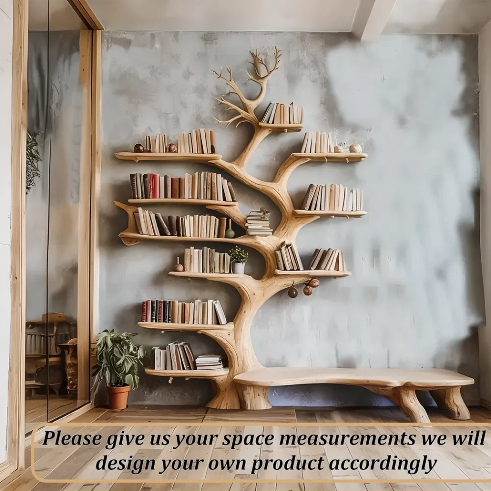 Floating shelves made of driftwood and solid wood, modern design - Image 5