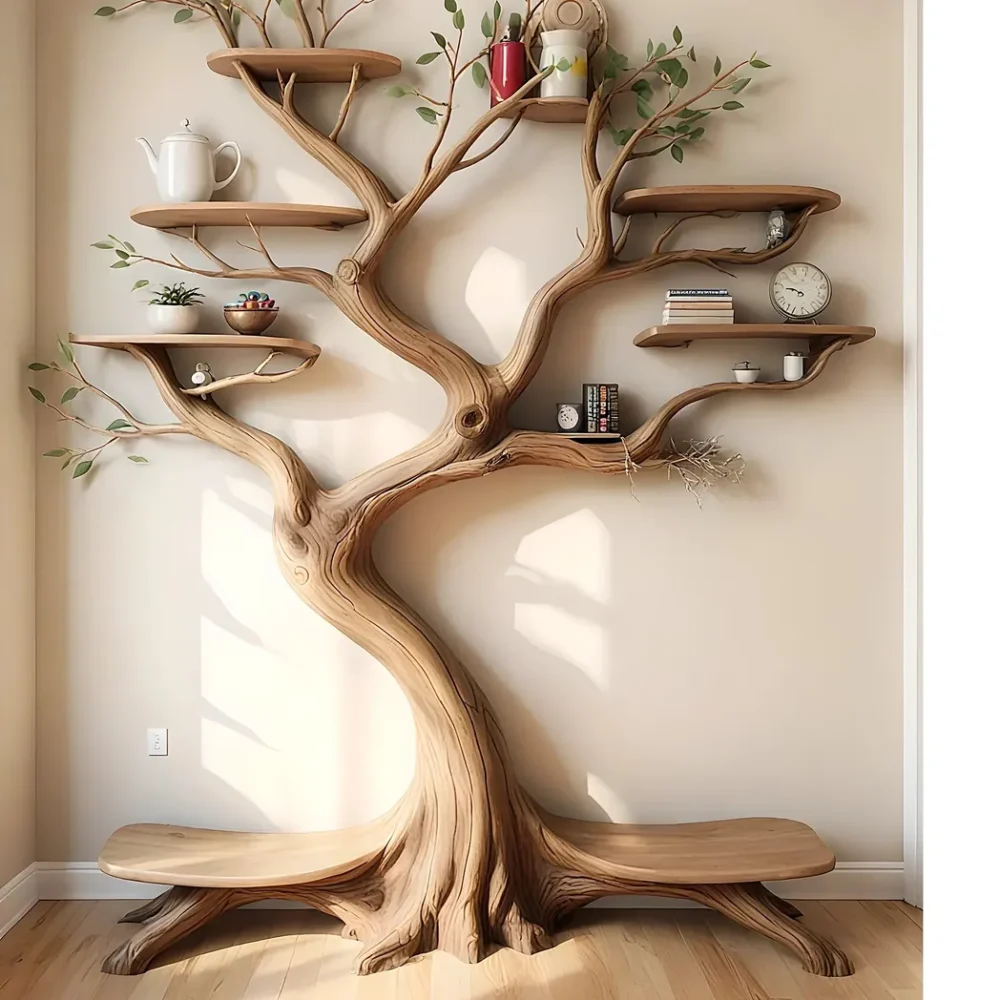 Modern bookshelf, high quality wooden tree shaped bookshelf